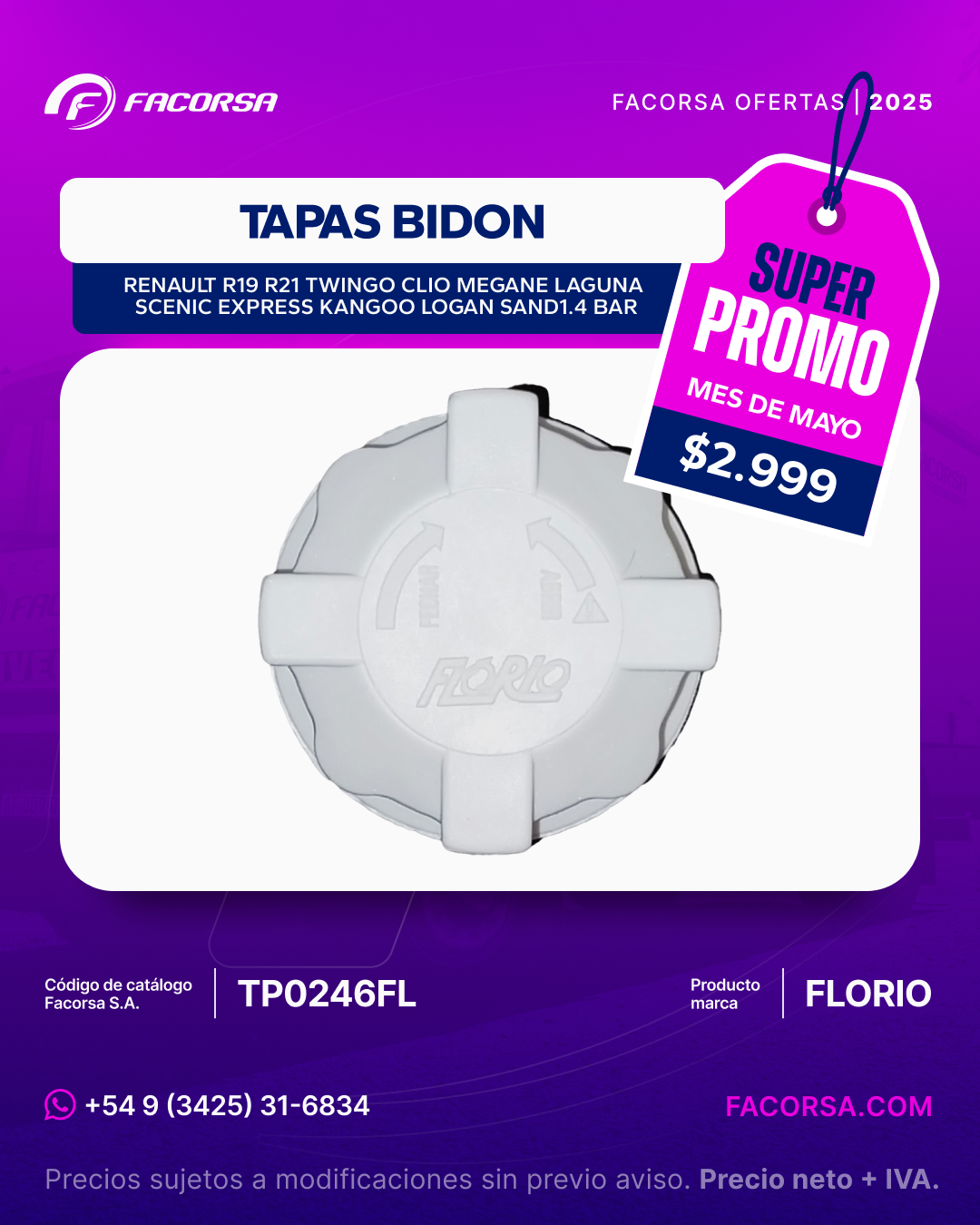 Oferta Tapas Bidón Mayo 2025 - FACORSA